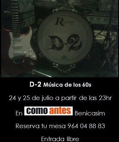 D2 en Como Antes Benicassim 24 y 25 de julio fondo negro imagen bateria