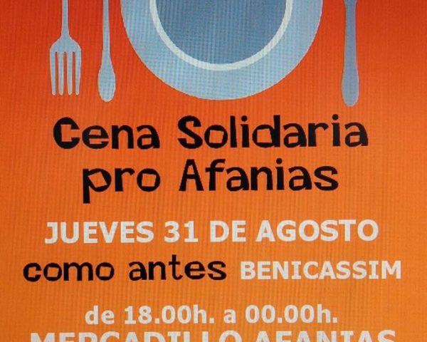 Cena y market solidario pro Afanias en como antes Benicasim
