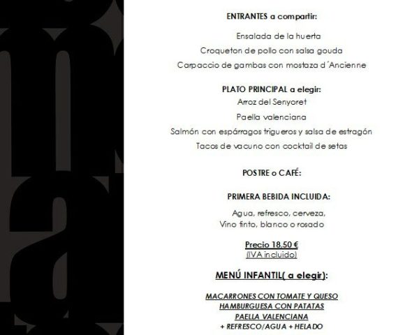 Menú fin de semana en como antes Benicasim