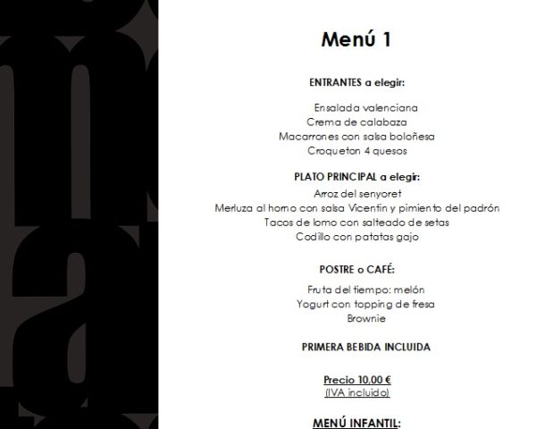 Menú del 9 al 14 de Octubre